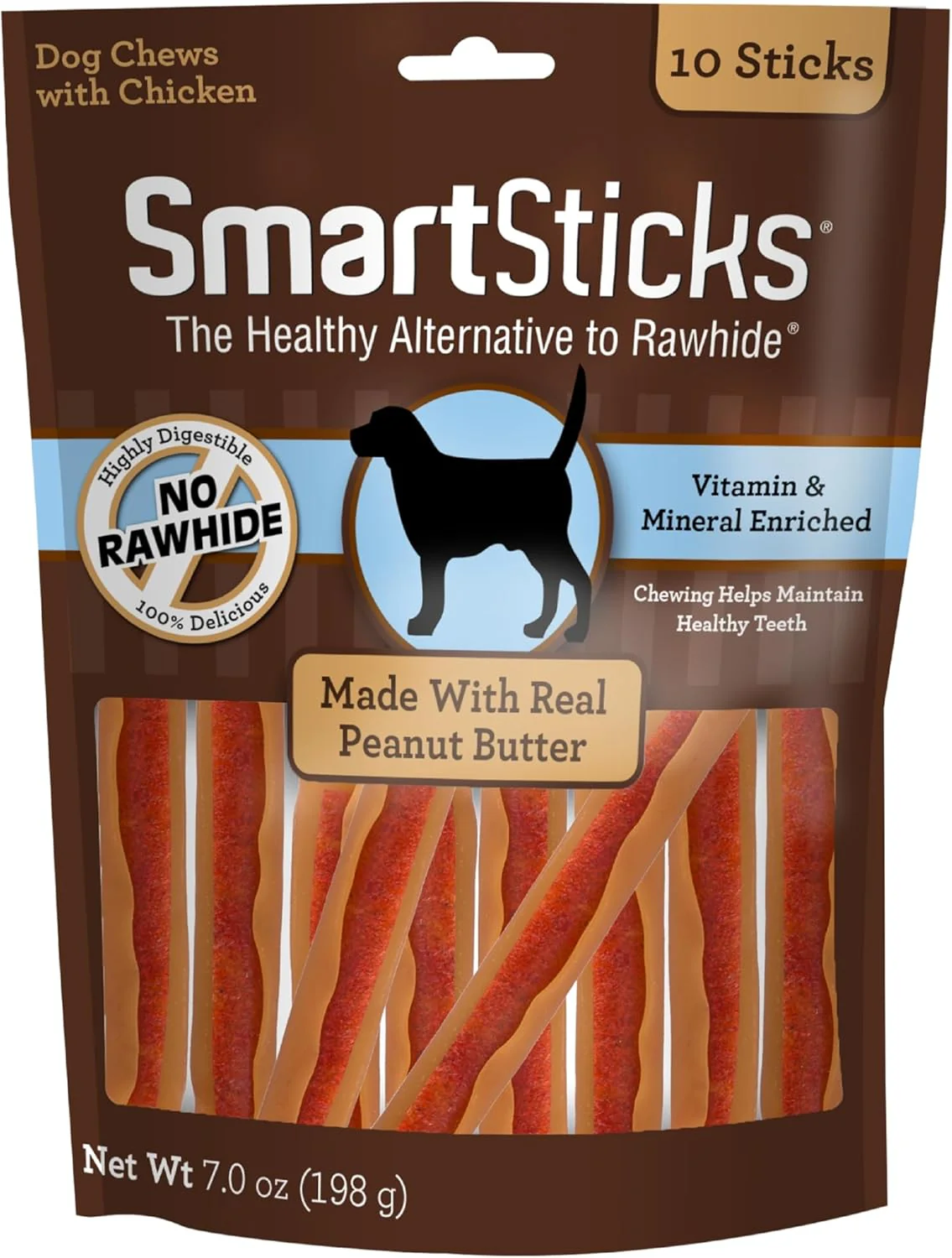 SmartBones SmartSticks With Real Peanut Butter Rawhide-Free Chews For Dogs