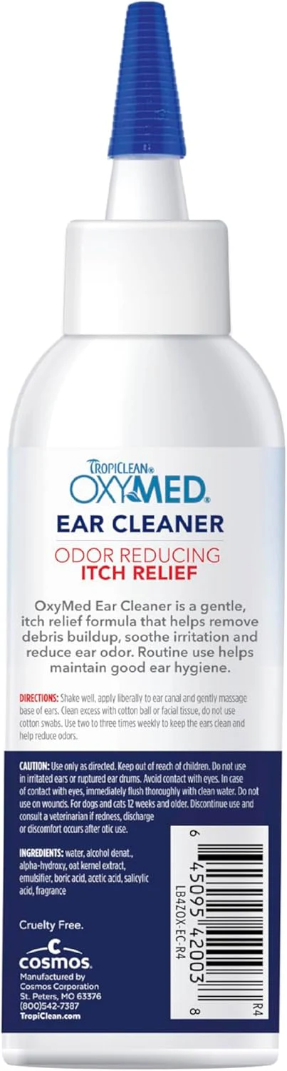 TropiClean OxyMed Preventative Dog Ear Cleaner, Vet Recommended Ear Cleaning Solution for Itch Relief, Daily Wash Drops, Safe for Cats, USA Made 4 oz - Image 2