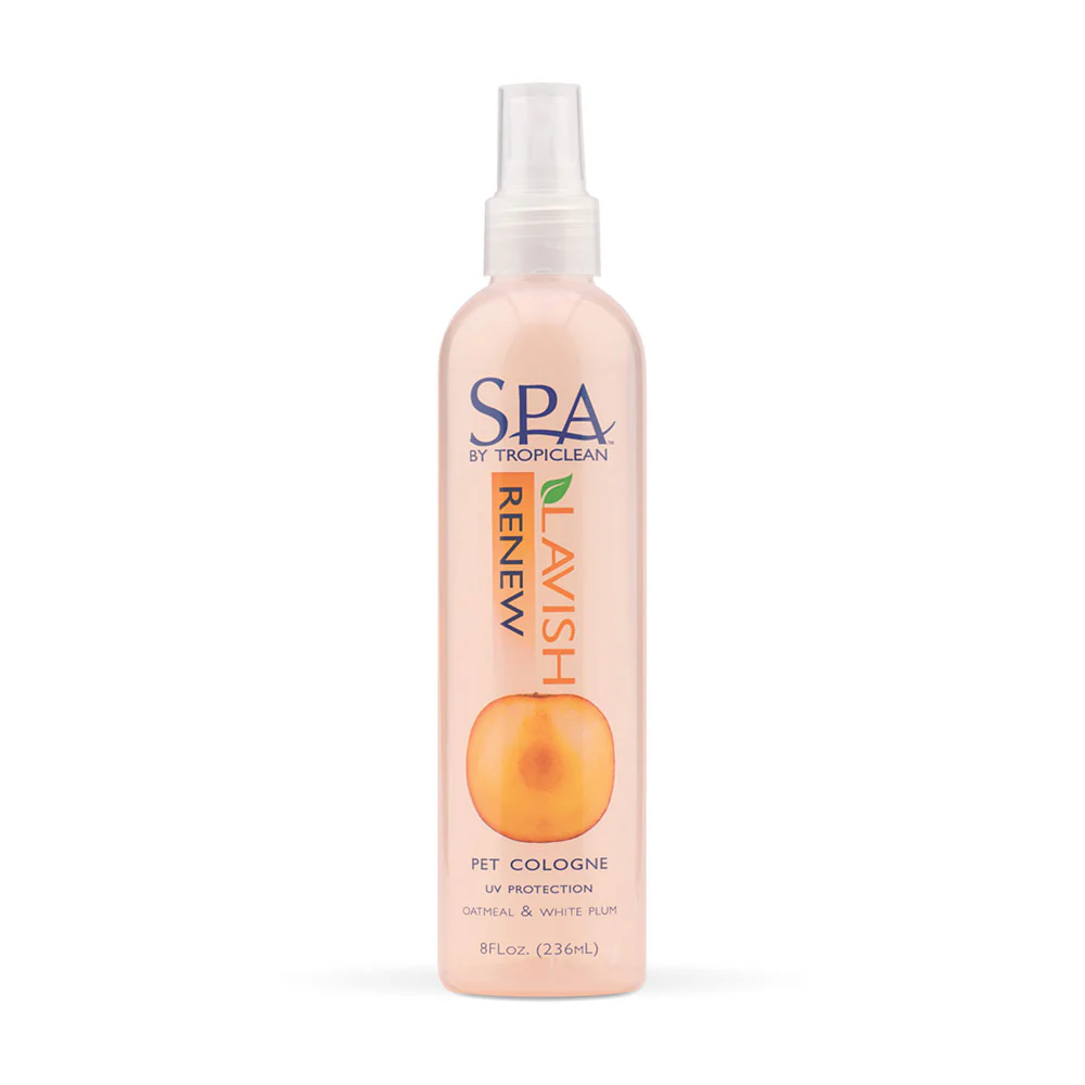 TropiClean SPA Renew Dog Cologne Spray Long Lasting | Peach & Plum Scented Dog Deodorizing Spray | Naturally Derived Salon Grade Ingredients |
