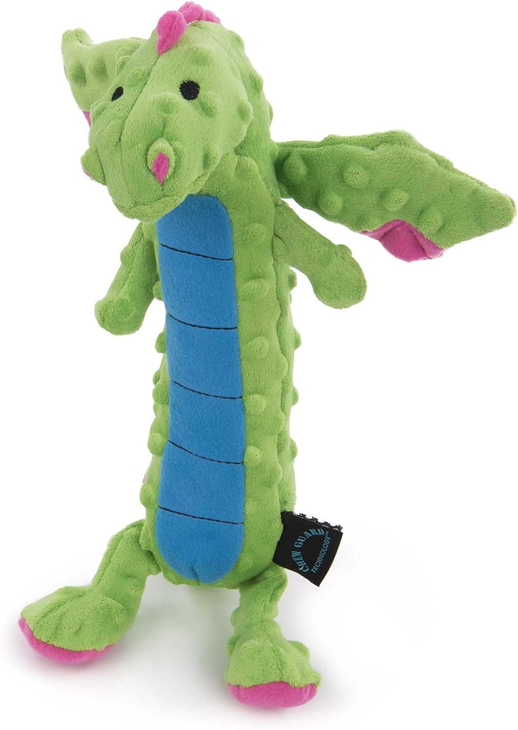 goDog Bubble Plush Skinny Dragons Squeaky Plush Dog Toy, Chew Guard Technology - Green - Image 2