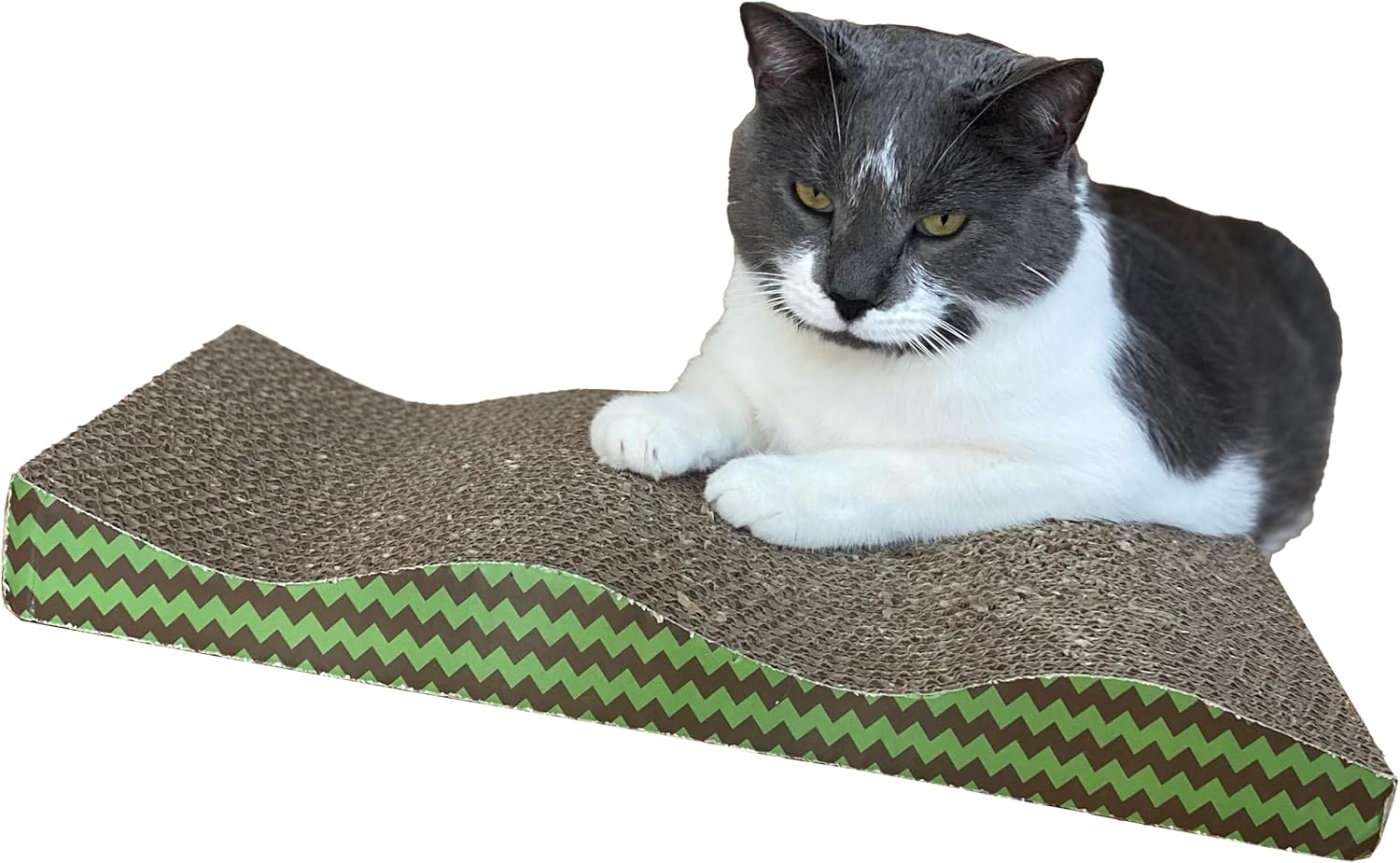 SPOT Wave Cat Scratcher - Corrugated Scratching Board with Wavy Design, Made from 100% Eco-Friendly & Recyclable Cardboard, Encourages Good Scratching Behavior - 17" Board with Catnip Pouch Included - Image 3