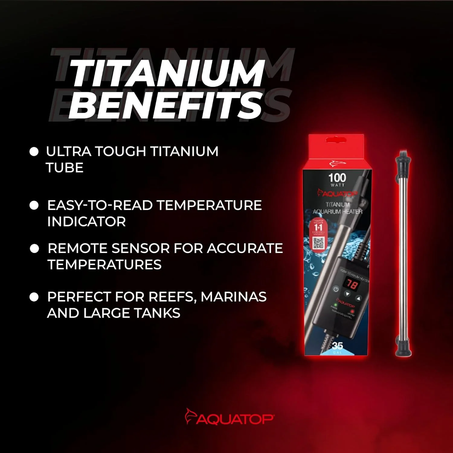 Aquatop Titanium Heater with Controller - Fully Submersible - Adjustable Temperature - for Turtles & Large Fish for Turtles & Large Fish - Image 4