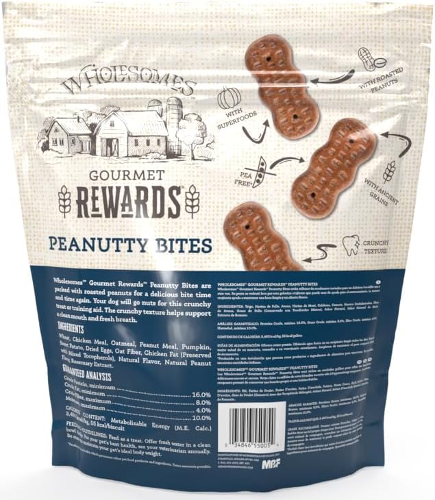 Wholesomes Gourmet Rewards Biscuit Dog Treats Peanutty Bites - Image 2