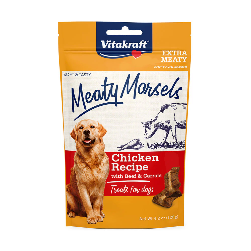 Vitakraft Meaty Morsels Treats for Dogs - Chicken with Beef and Carrots - Super Soft Dog Treats for Training