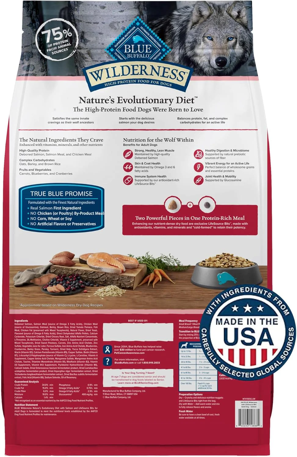 Blue Buffalo Wilderness Adult High-Protein Dry Dog Food Natural Salmon WITH WHOLESOME GRAINS - Image 3