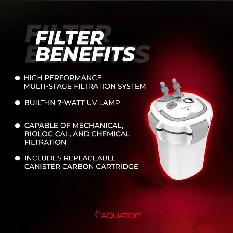 Aquatop Forza Premium Canister Filter – 295 GPH Flow Rate – Ideal for 60-90 Gallon Tanks – 7W for Crystal Clear Water – Includes Filter Media - Image 3