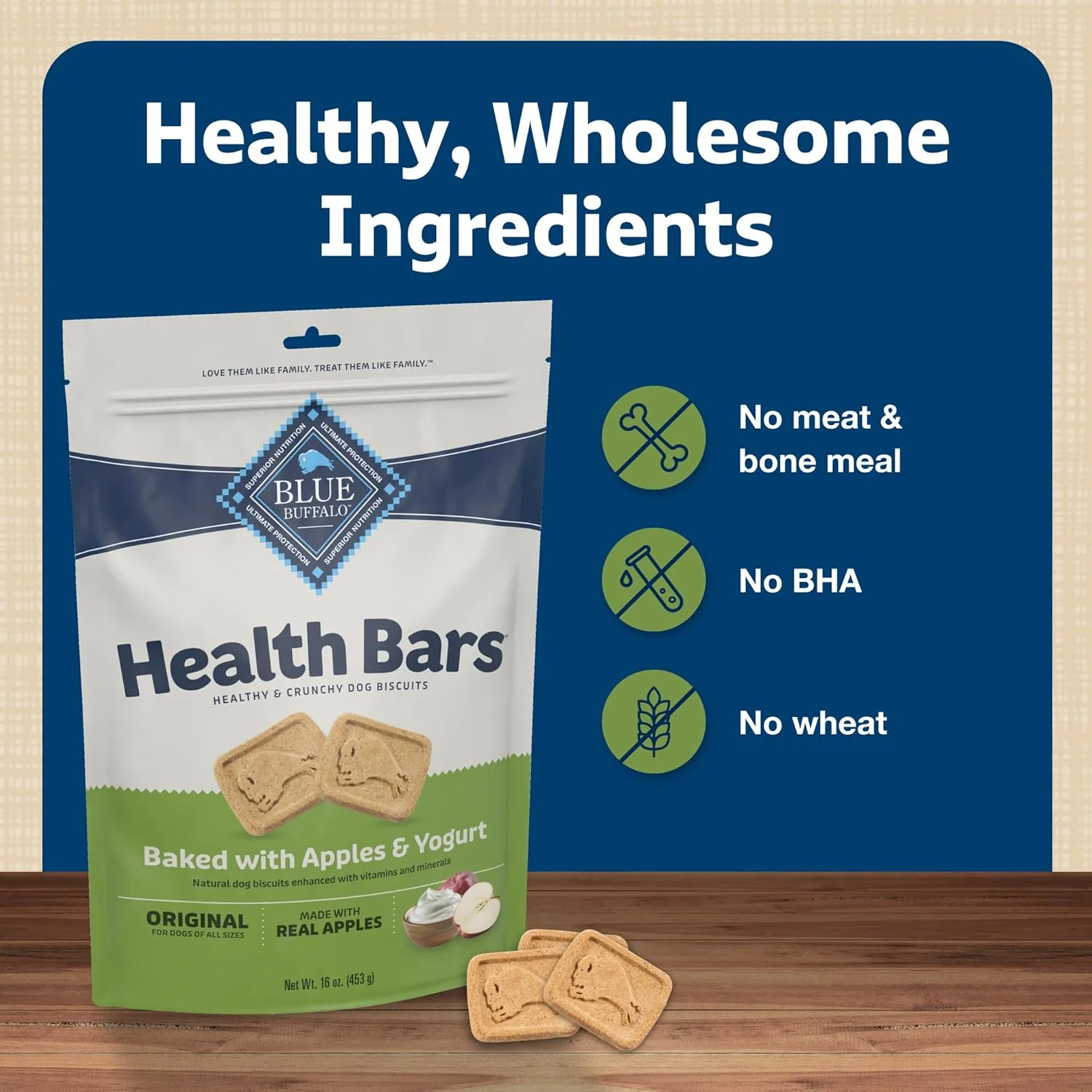 Blue Buffalo Health Bars Natural Crunchy Dog Treats Biscuits, Apple & Yogurt - Image 6
