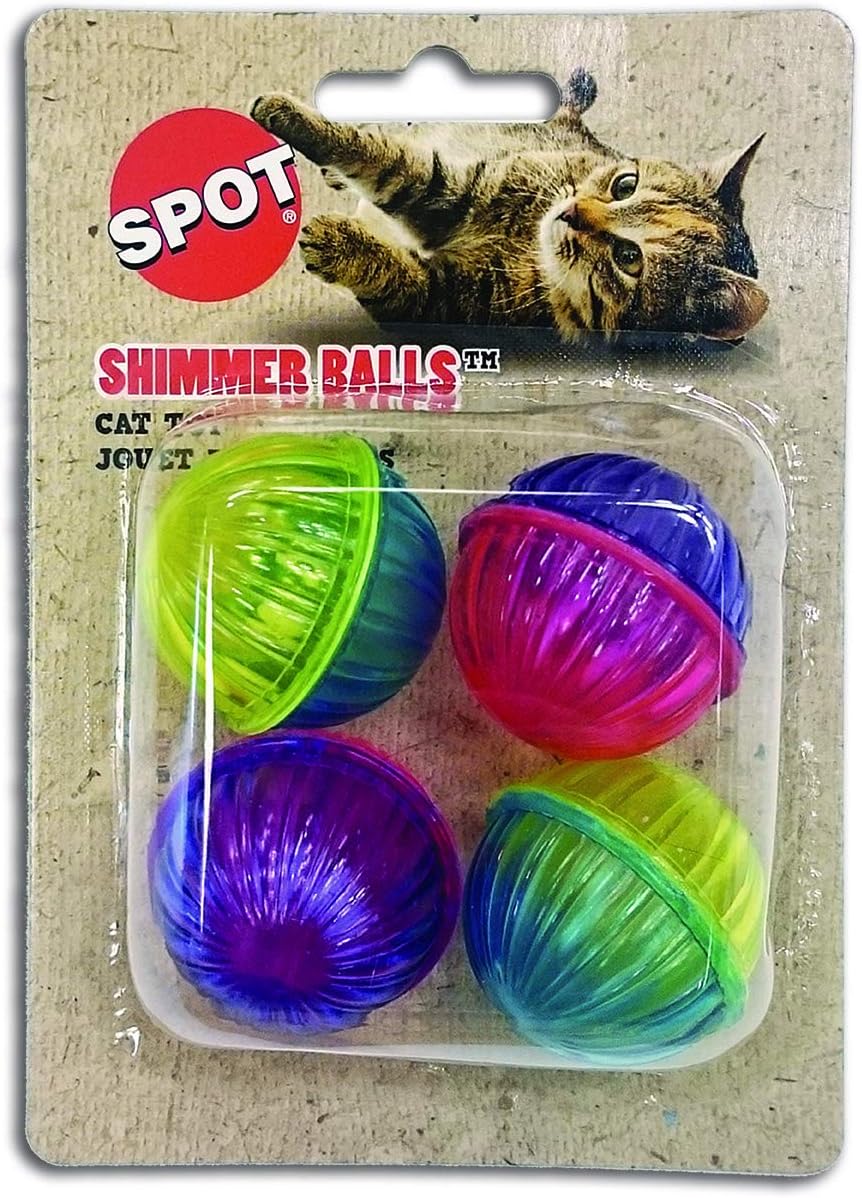 SPOT Shimmer Balls Cat Toys - Fun Balls with Rattle Sound are Perfect for Swatting and Batting, Colorful Toys to Entertain Cats and Kittens - Pack of Four 1.5in Balls, Assorted Colors 1 ea - Image 3