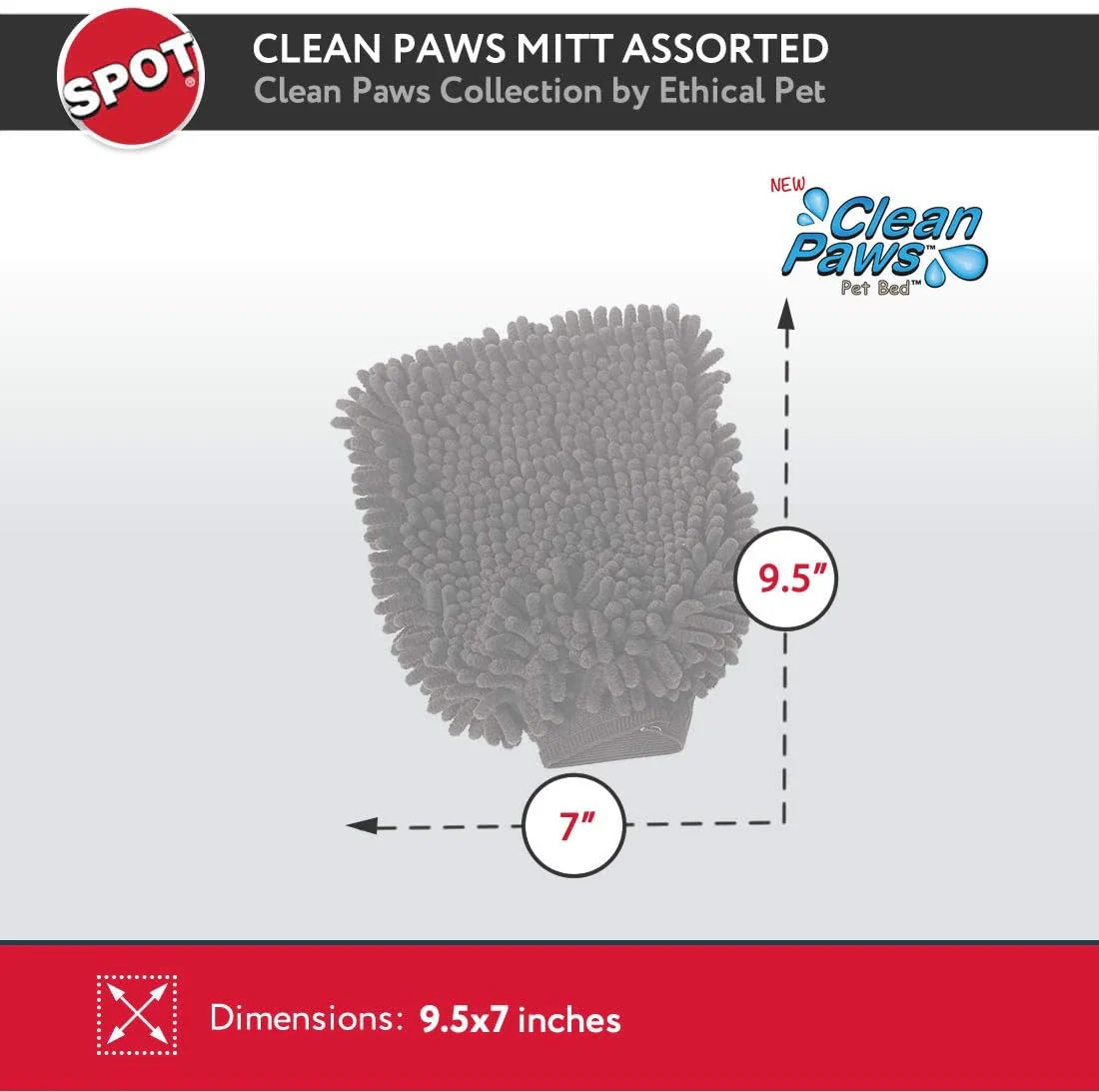 SPOT Clean Paws Chenille Microfiber Dog Towel Mitt - Super Absorbent, Quick-Drying, Washable, Double-Sided Glove for Wet Paws & Body, Durable, Odor-Free, Gently Massages & Dries, 9.5in x 7in - Image 10