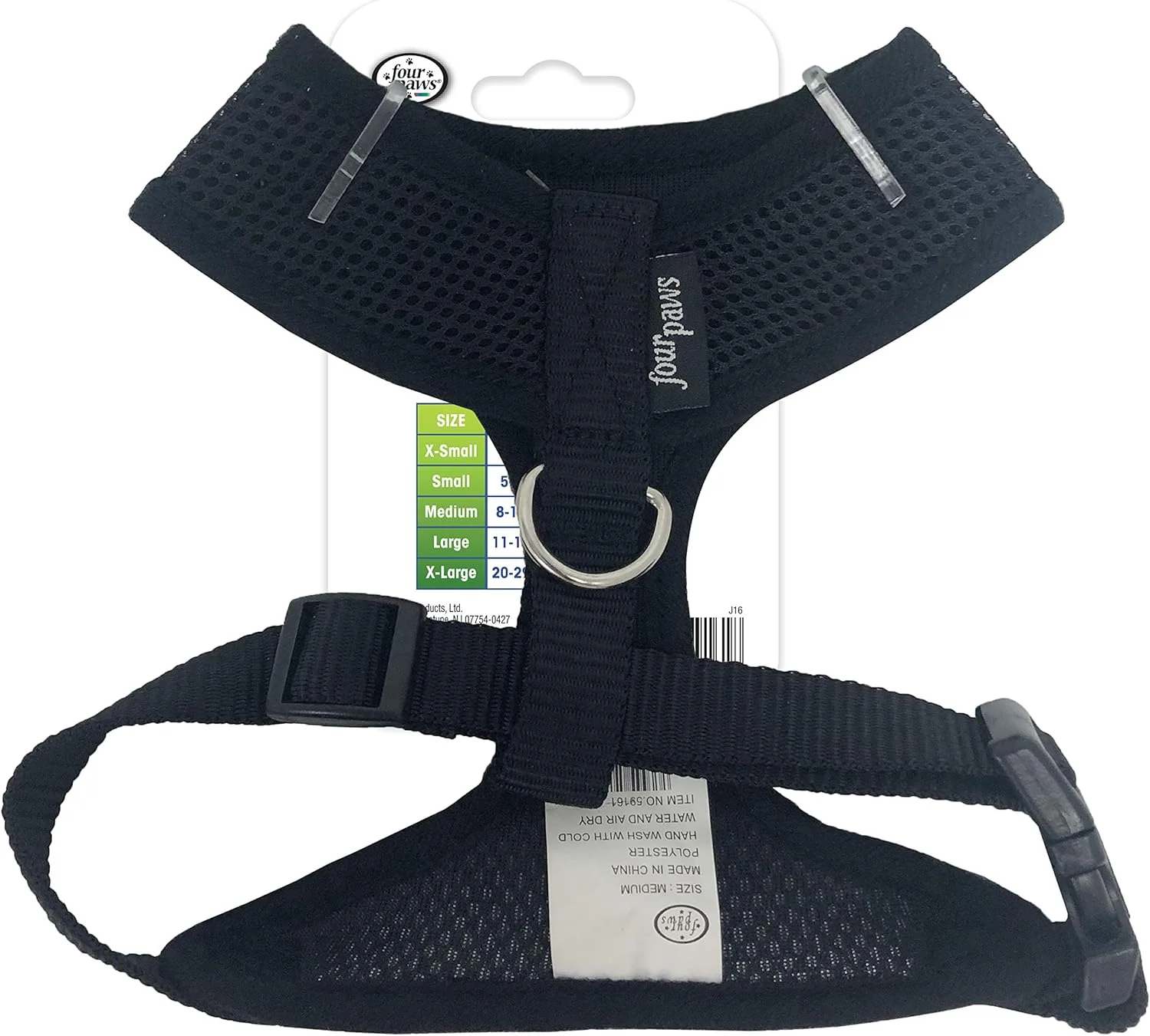 Four Paws Walk-About Comfort Control No-Pull Harness for Dogs, Adjustable Soft Padded Breathable Air Mesh Dog Vest for Walking, Black - Image 5