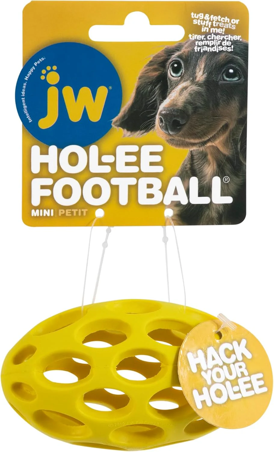JW Pet Hol-ee Football Dog Toy Puzzle Ball, Natural Rubber - Image 2