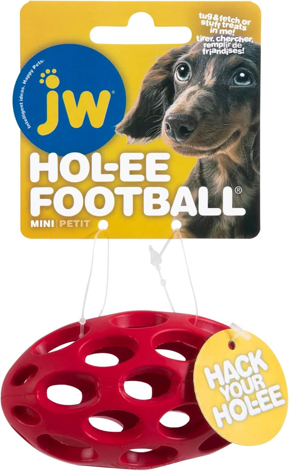 JW Pet Hol-ee Football Dog Toy Puzzle Ball, Natural Rubber - Image 3