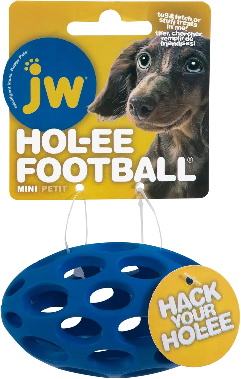 JW Pet Hol-ee Football Dog Toy Puzzle Ball, Natural Rubber - Image 4