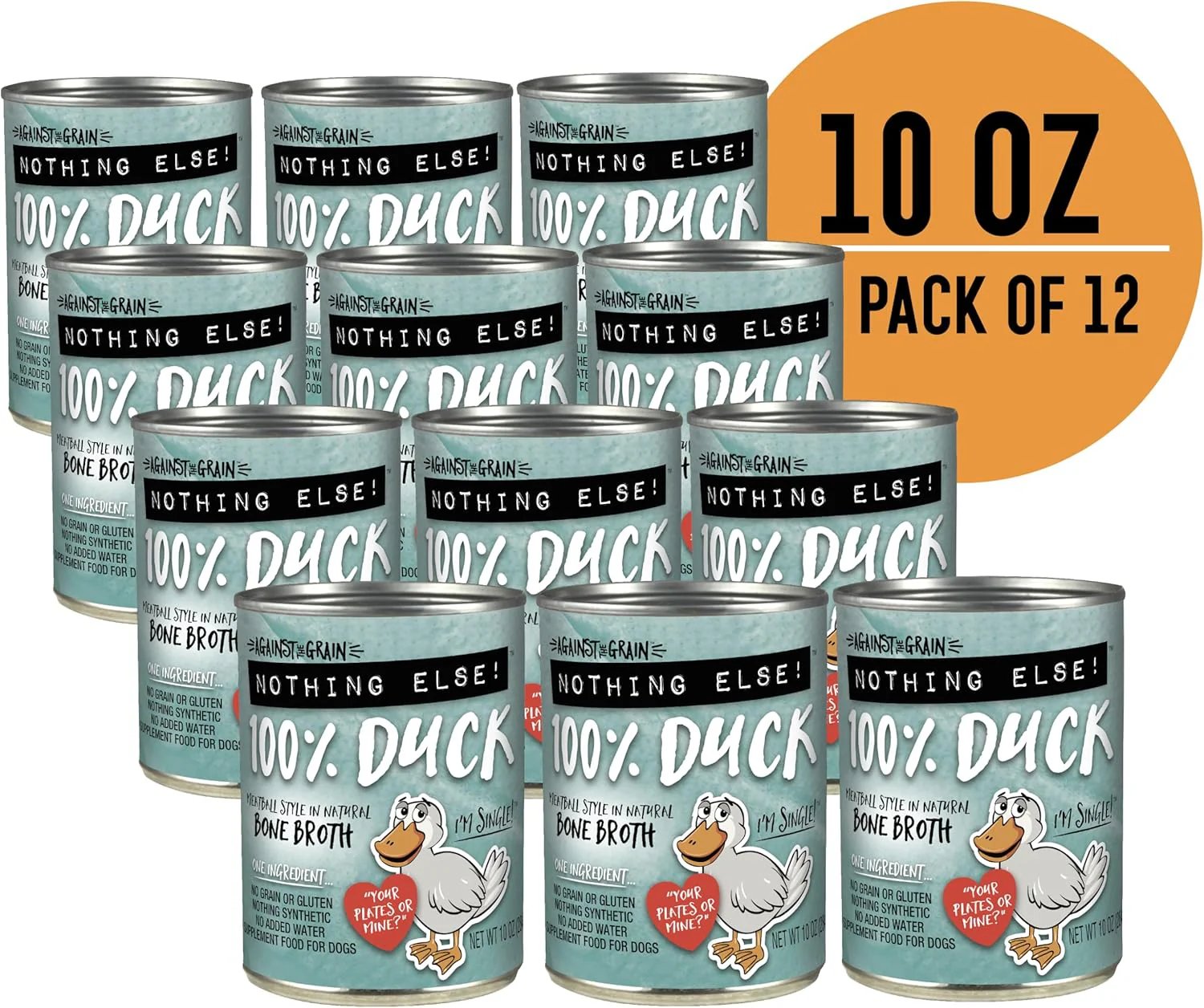 Against The Grain Nothing Else! 100% Duck Dog Food – 12 Count, 10 oz Each – Single-Ingredient Meatloaf Texture in Natural Broth – Wet Dog Food – Grain & Gluten Free - Image 2