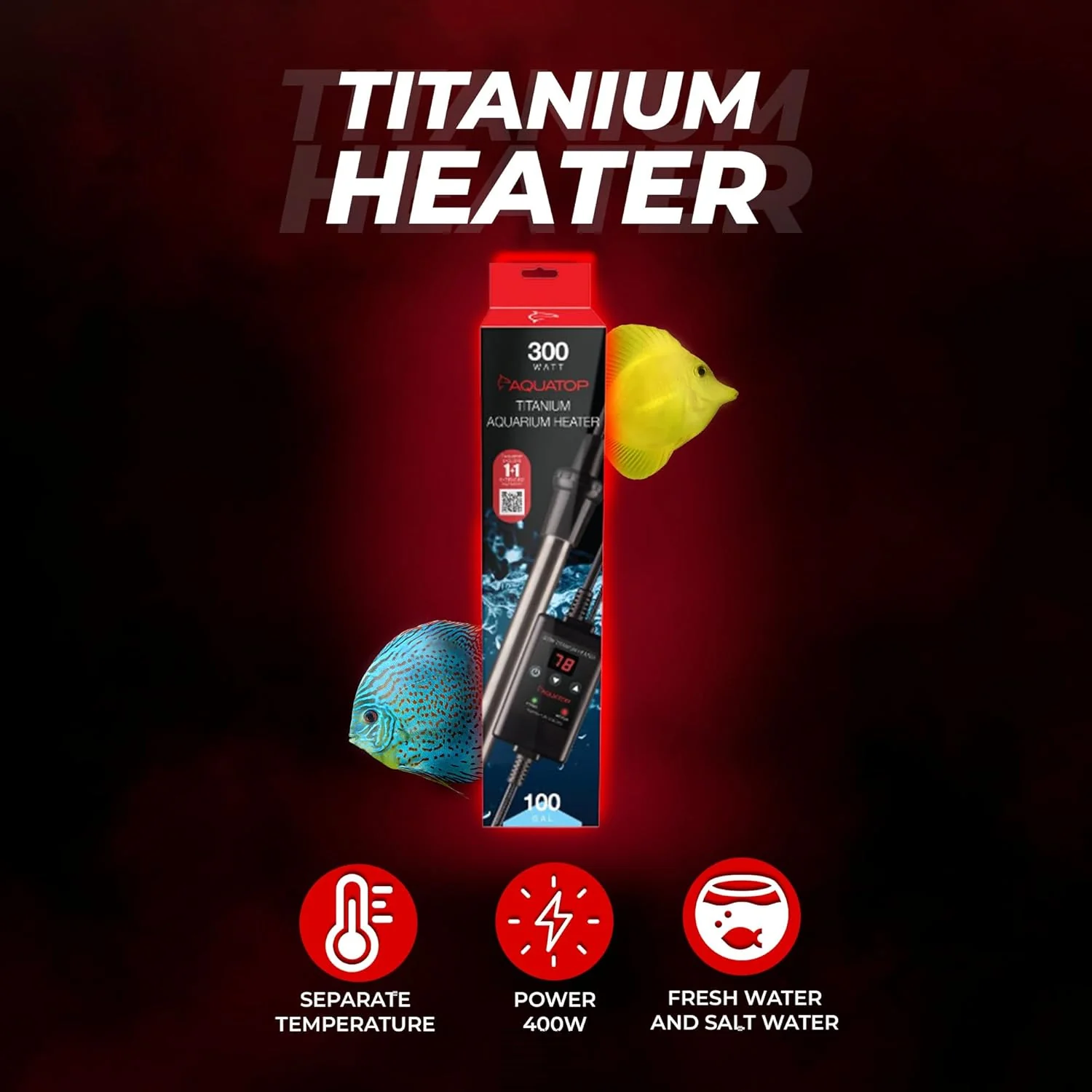 Aquatop Titanium Heater with Digital Controller – Fully Submersible - Up to 100 Gal – Adjustable 68-92°F – Durable Heater for Fresh & Saltwater - Image 6