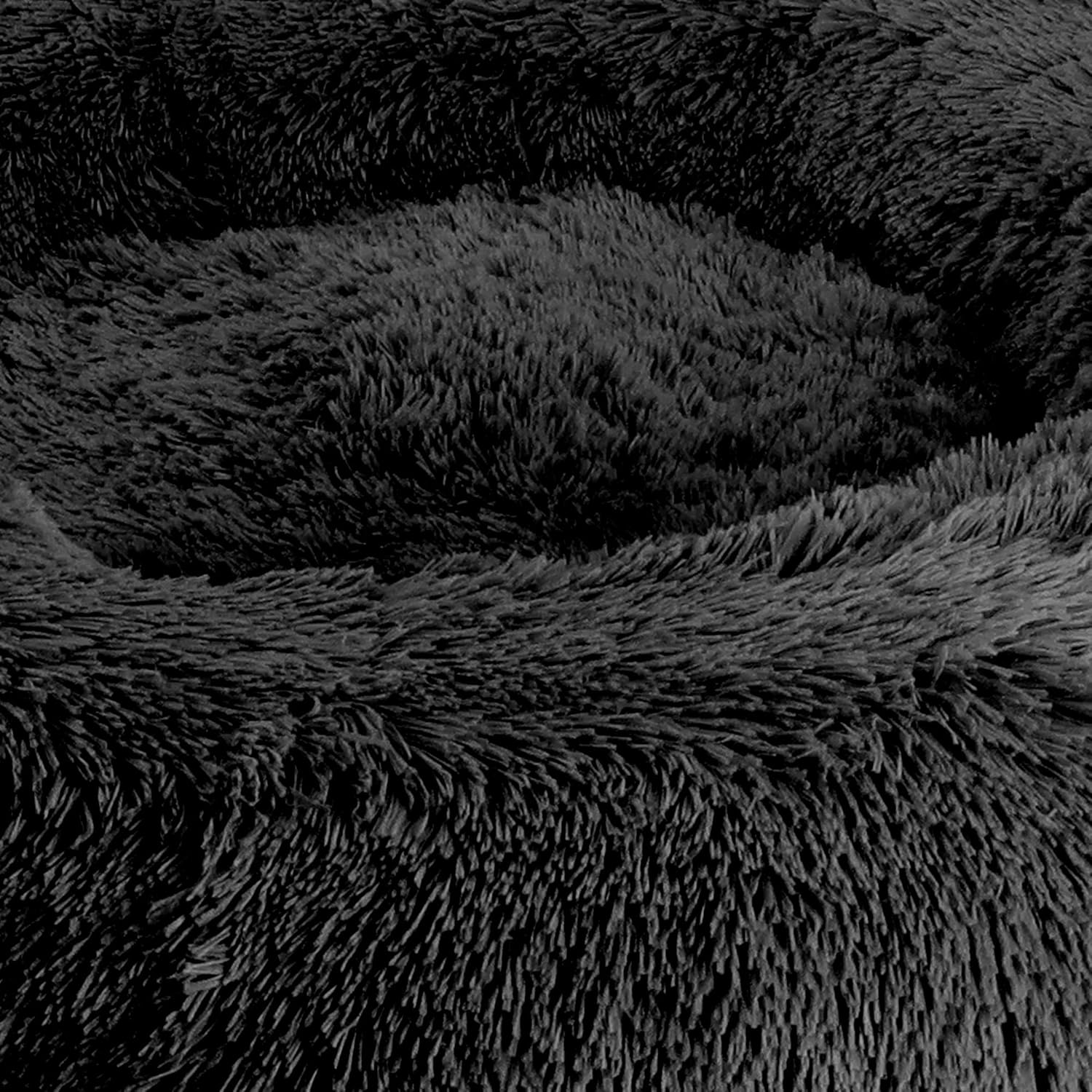 Arlee Donut Round Pet Dog Bed - Memory Foam - Calming Reduce Anxiety - Shaggy Vegan Fur - Assembled USA, Black - Image 5