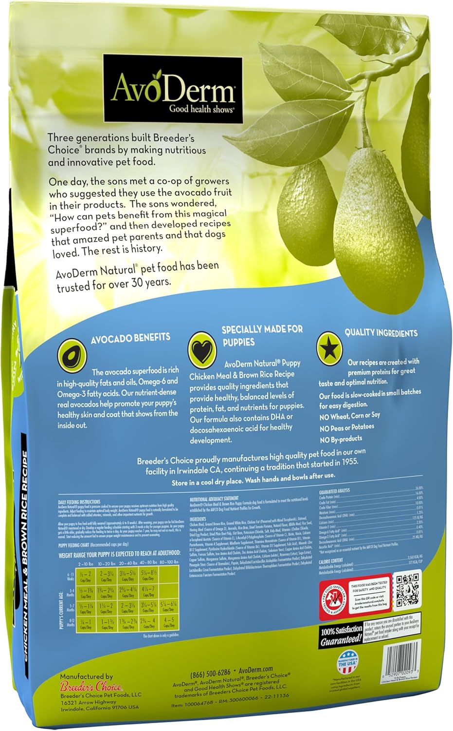 AvoDerm Puppy Dry Dog Food, DHA For Brain & Eye Development, Chicken & Brown Rice Formula, 15lb bag - Image 3