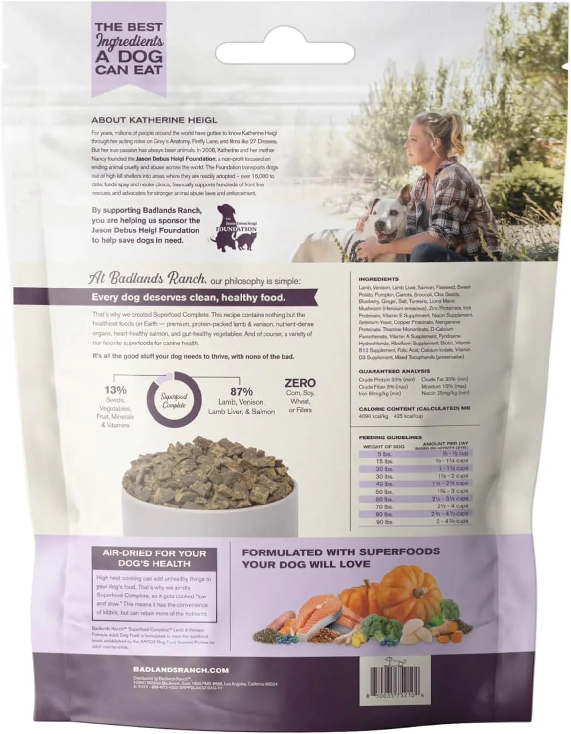 BADLANDS RANCH - Superfood Complete, Air-Dried Adult Dog Food - High Protein, Zero Fillers, Superfood Nutrition by Katherine Heigl (11.5 oz, Lamb & Venison) - Image 2