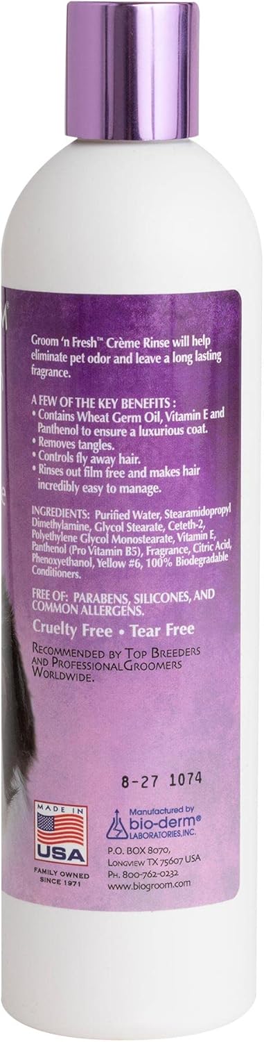 Bio-Groom Groom'n Fresh Dog Conditioner – Scented Dog Bathing Supplies, Puppy Wash, Cat & Dog Grooming Supplies for Sensitive Skin, Cruelty-Free, Made in USA, Tearless Dog Products – 12 fl oz 1-Pack - Image 3