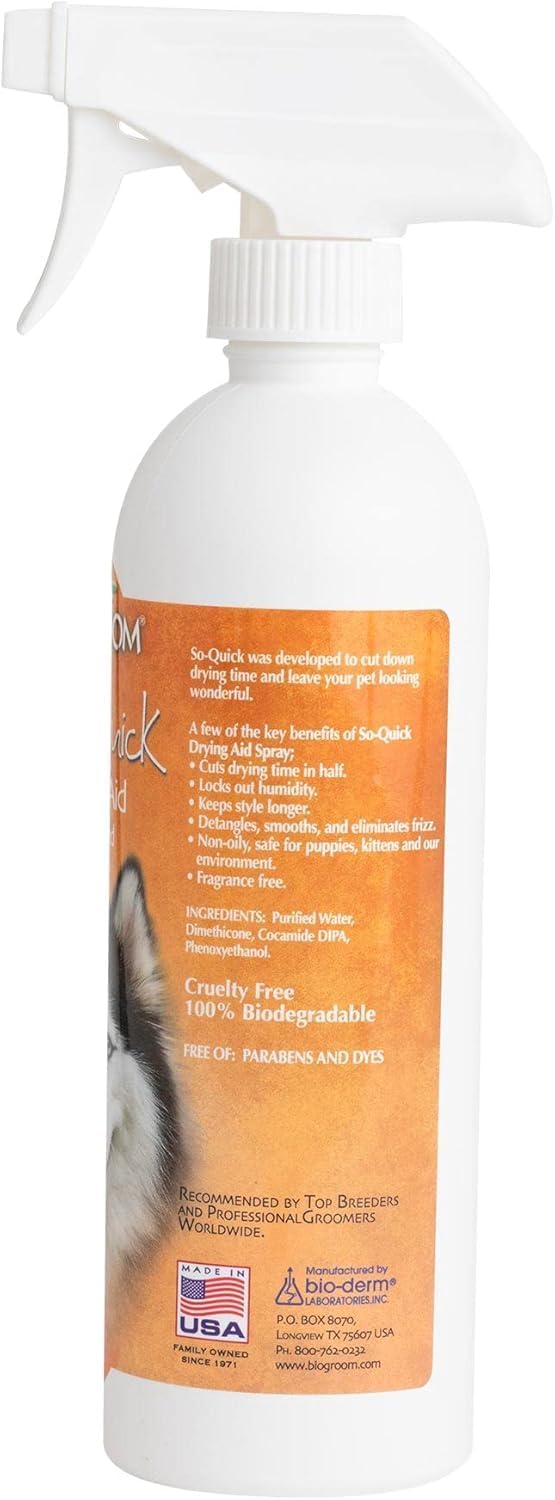 Bio-Groom So Quick Dry Dog Spray - Detangler Spray for Dogs & Cats, Shortens Drying Time, Unscented, Cruelty-Free, Made in USA, Dog Grooming Products - Image 2