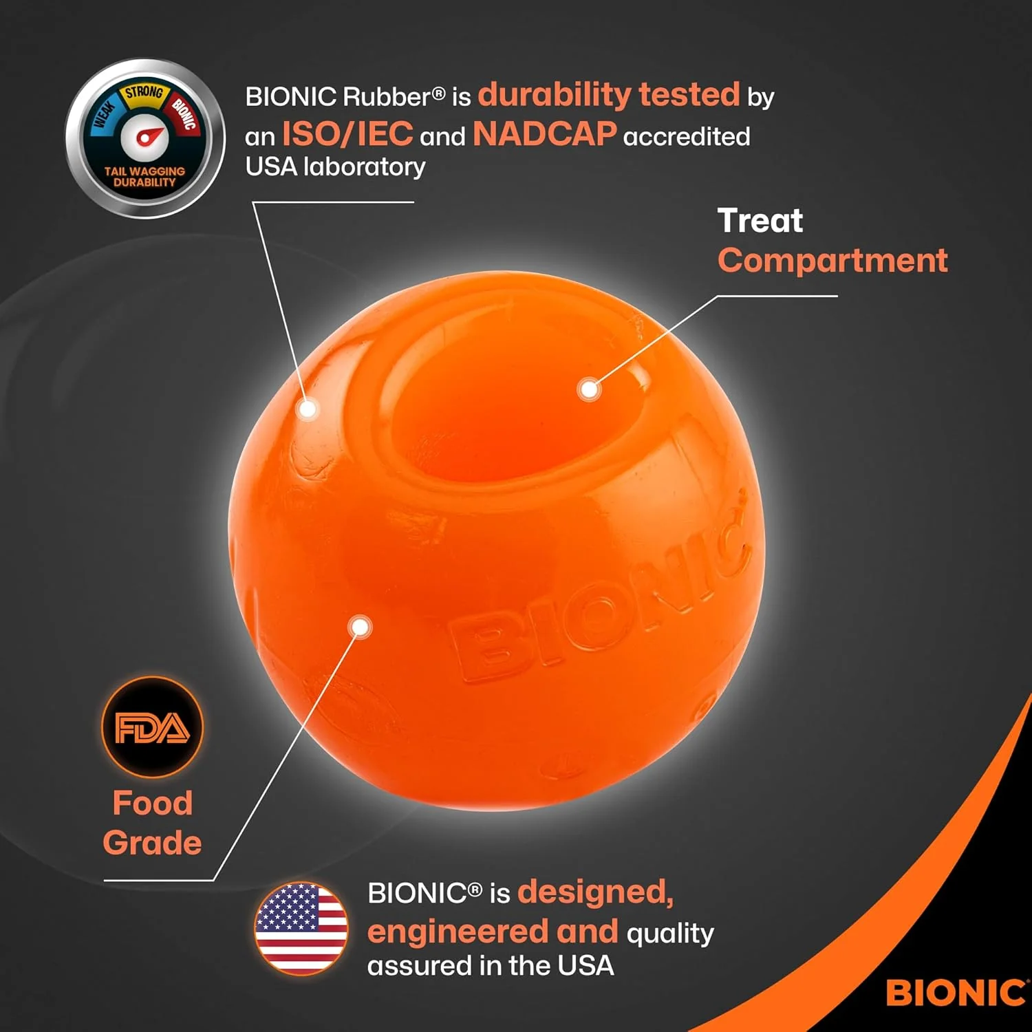 BIONIC Ball Dog Toy, Large - Interactive Dog Chew Toy That Stands Up to The Toughest Chewers - Image 3