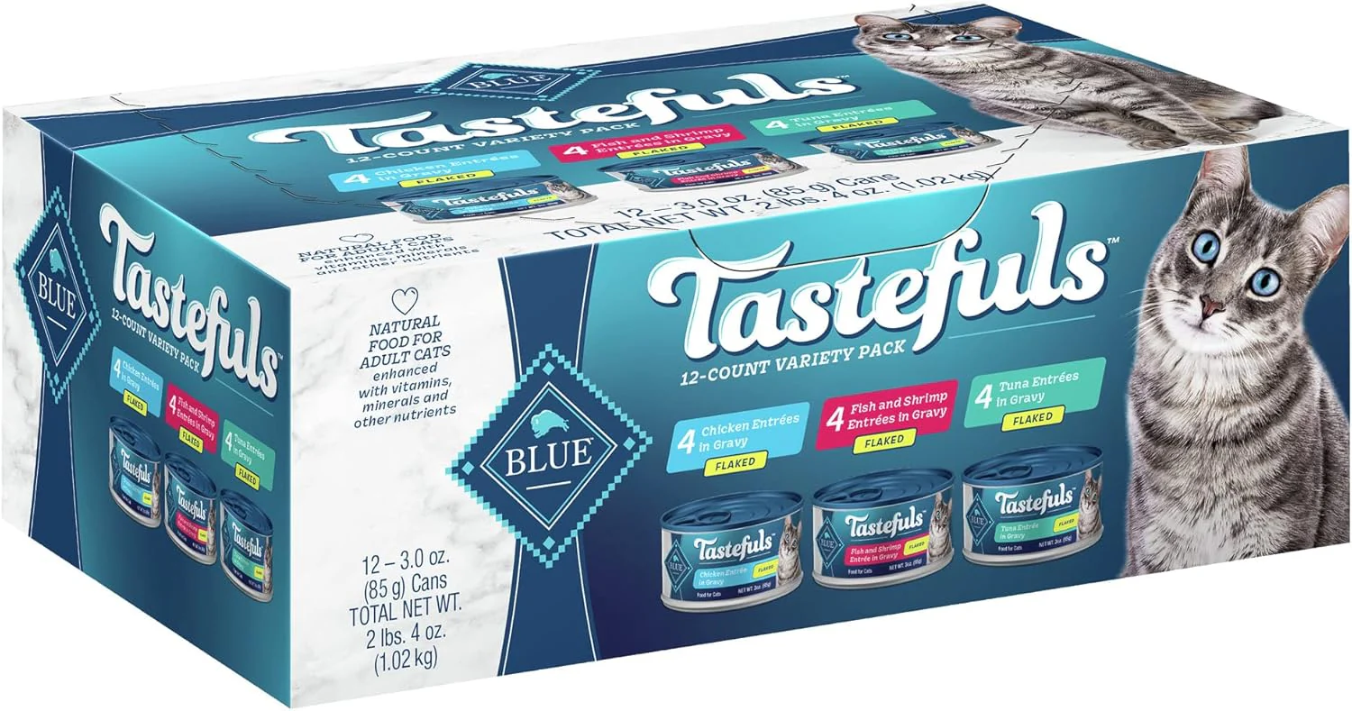 Blue Buffalo Tastefuls Natural Flaked Wet Cat Food Variety Pack, Tuna, Chicken and Fish & Shrimp Entrées in Gravy - Image 8
