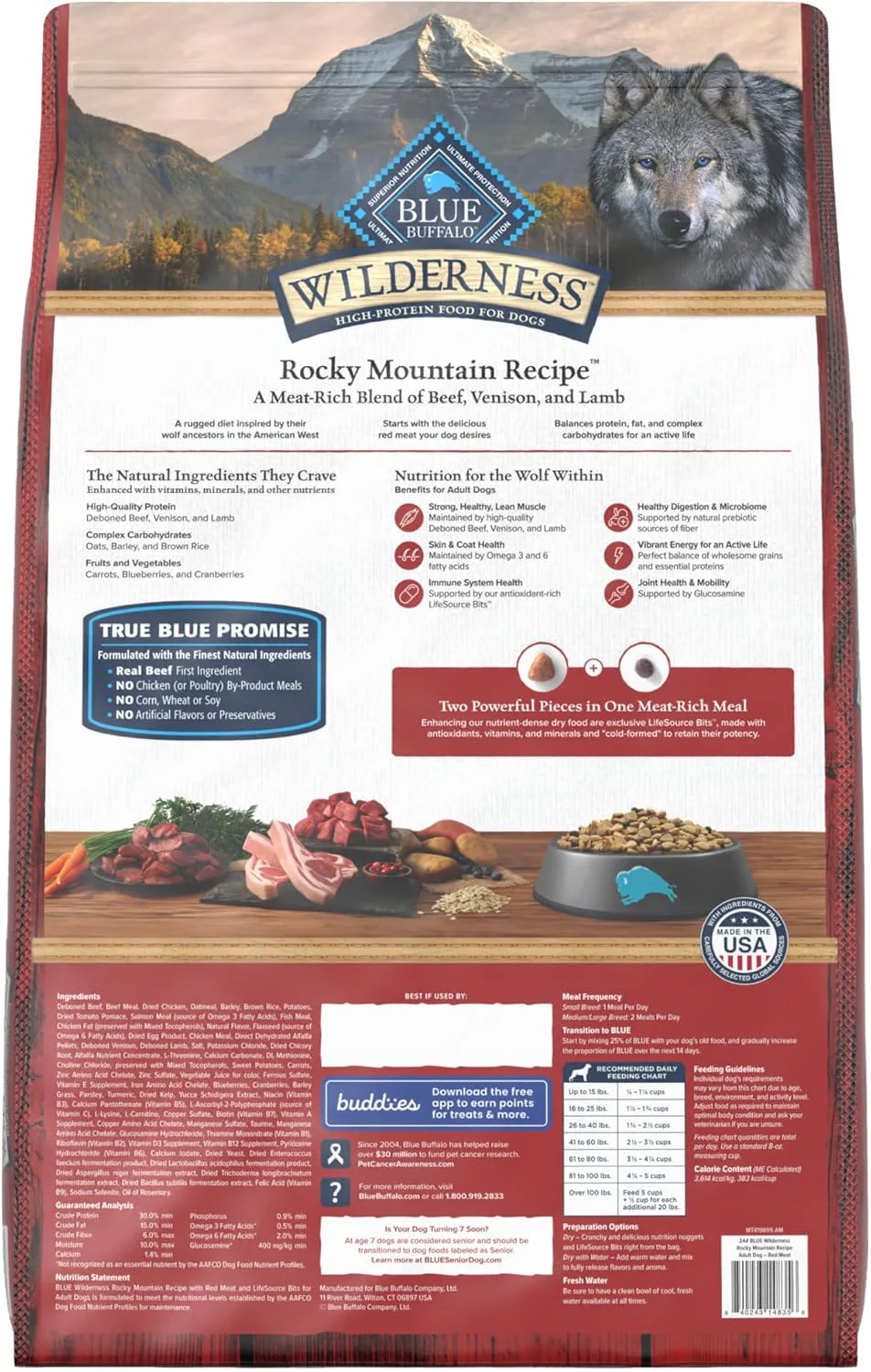 Blue Buffalo Wilderness Rocky Mountain High-Protein Adult Dry Dog Food Wholesome Grains Red Meat - Image 2
