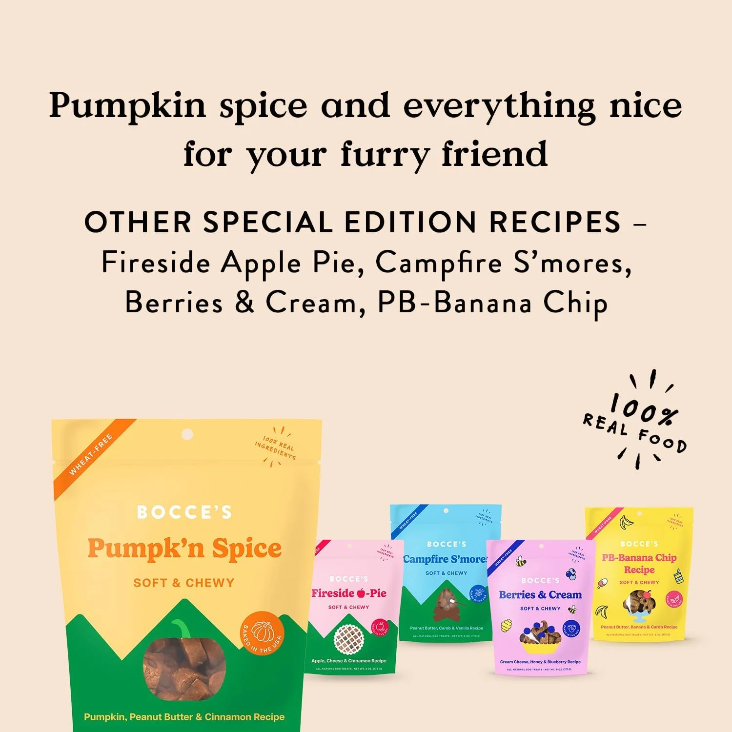 Bocce’s Bakery Pumpk'n Spice Treats for Dogs, Wheat-Free Everyday Dog Treats, Made with Real Ingredients, Baked in The USA, All-Natural Soft & Chewy Cookies, Pumpkin, Peanut Butter, & Cinnamon, 6 oz - Image 5