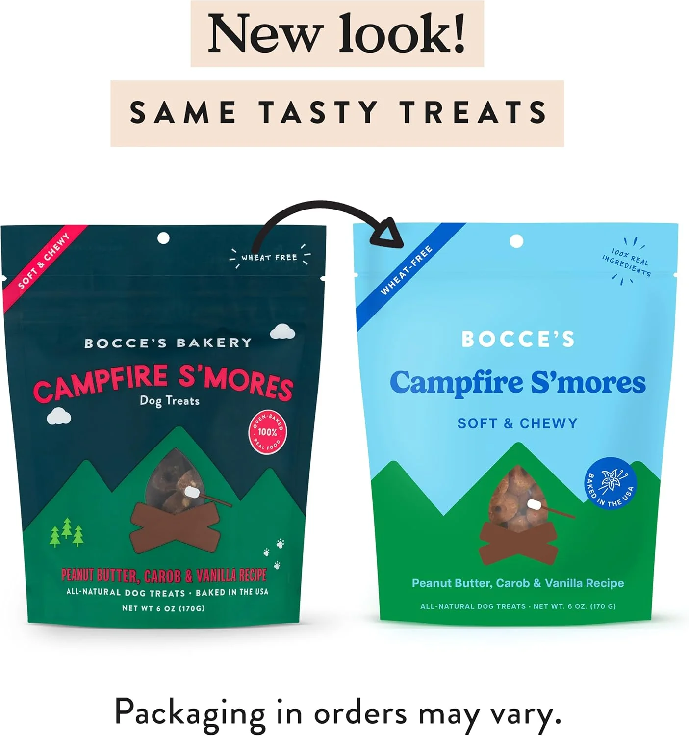 Bocce's Bakery Campfire S'Mores Treats for Dogs, Wheat-Free Everyday Dog Treats, Made with Real Ingredients, Baked in The USA, All-Natural Soft & Chewy Cookies, Peanut Butter, Carob, & Vanilla, 6 oz - Image 2