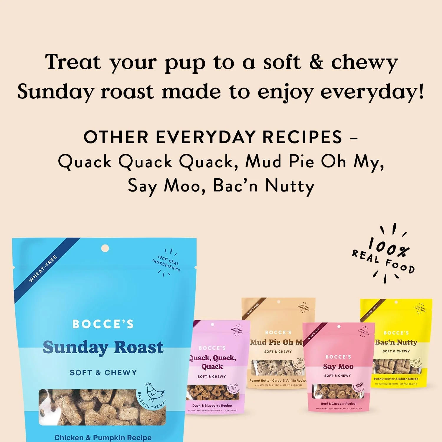 Bocce's Bakery Oven Baked Sunday Roast Treats for Dogs, Wheat-Free Everyday Dog Treats, Made with Real Ingredients, Baked in The USA, All-Natural Soft & Chewy Cookies, Chicken & Pumpkin Recipe, 6 oz - Image 4