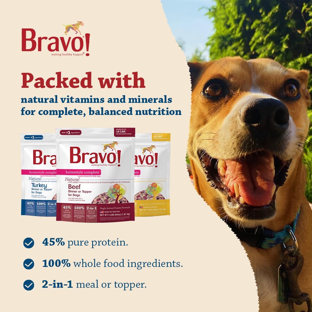 Bravo! Homestyle Complete Freeze Dried Raw Dog Food or Topper, 2 Pounds, Add Water to Rehydrate for up to 9 Pounds of Food, Grain Free, Gluten Free - Image 2