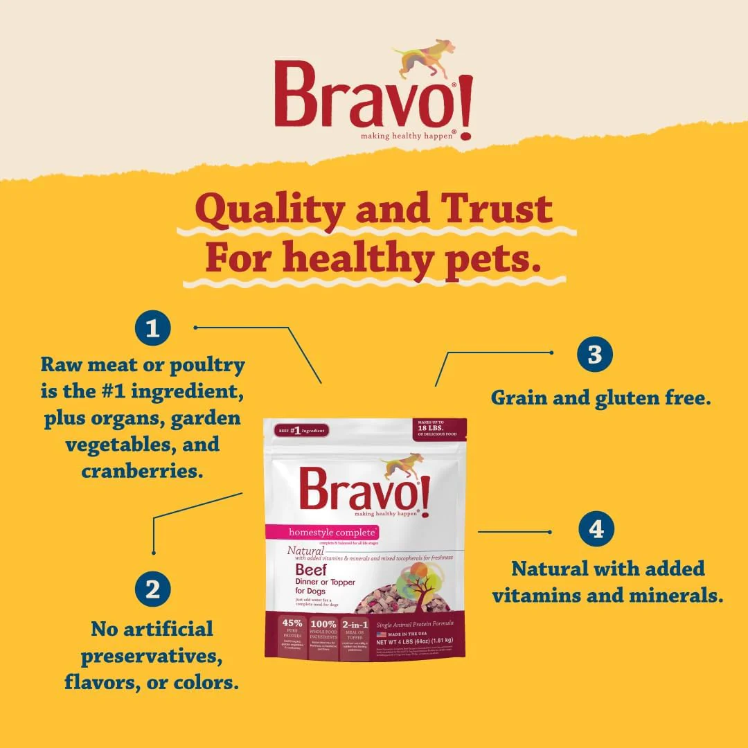 Bravo! Homestyle Complete Freeze Dried Raw Dog Food or Topper, 2 Pounds, Add Water to Rehydrate for up to 9 Pounds of Food, Grain Free, Gluten Free - Image 3