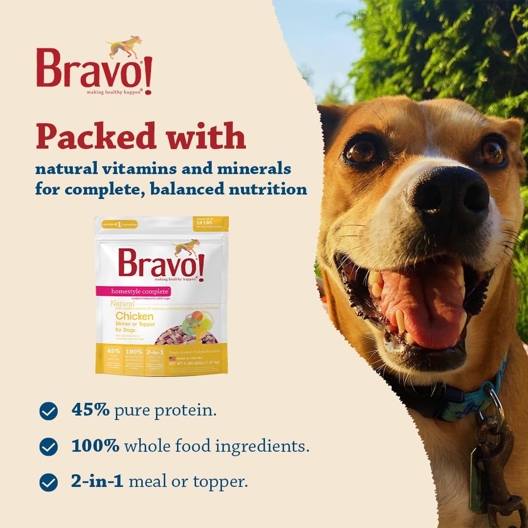 Bravo! Homestyle Complete Freeze Dried Raw Dog Food or Topper, 4 Pounds, Add Water to Rehydrate for up to 18 Pounds of Food, Grain Free, Gluten Free - Image 4