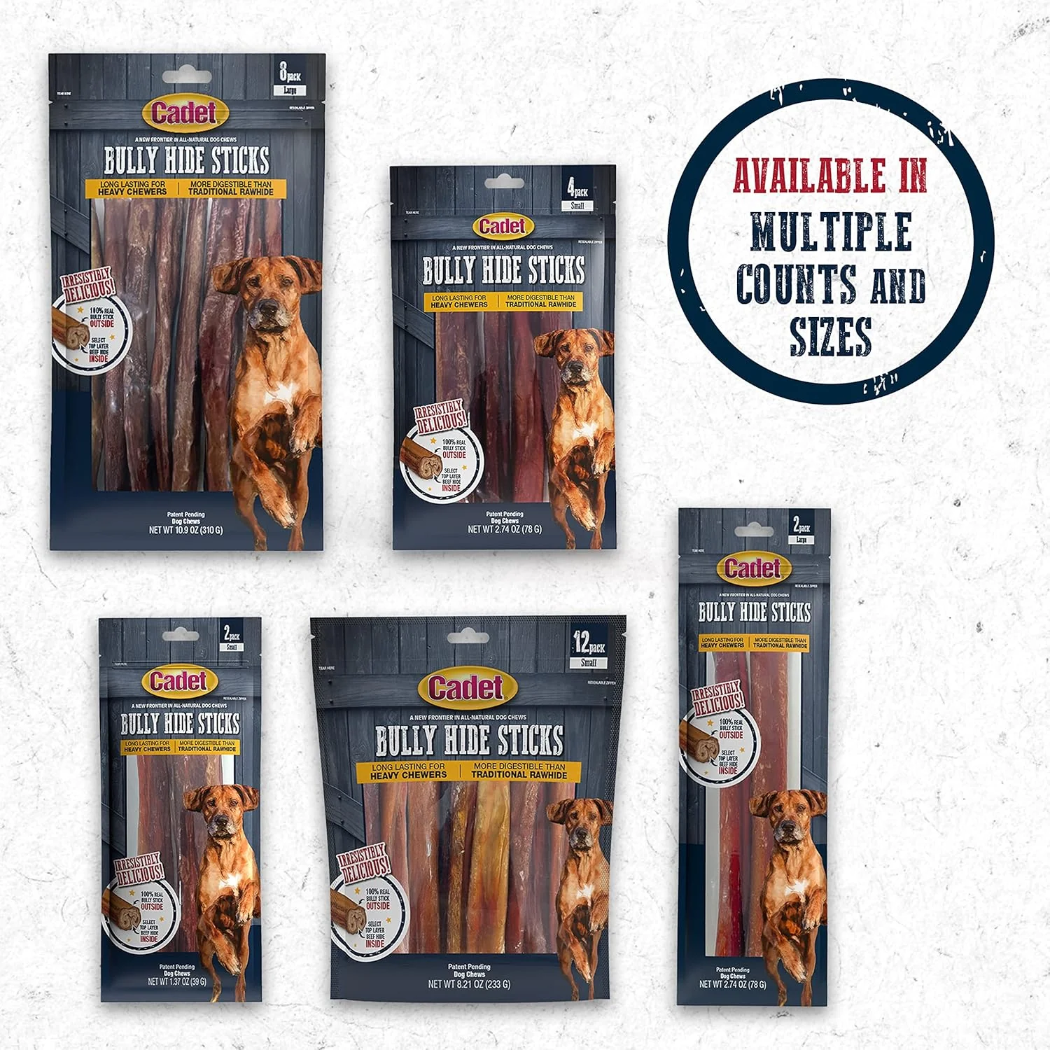 Cadet Bully Hide Sticks for Small Dogs, All-Natural Beef Pizzle, Limited-Ingredient Long-Lasting Dog Chews for Aggressive Chewers - Image 8