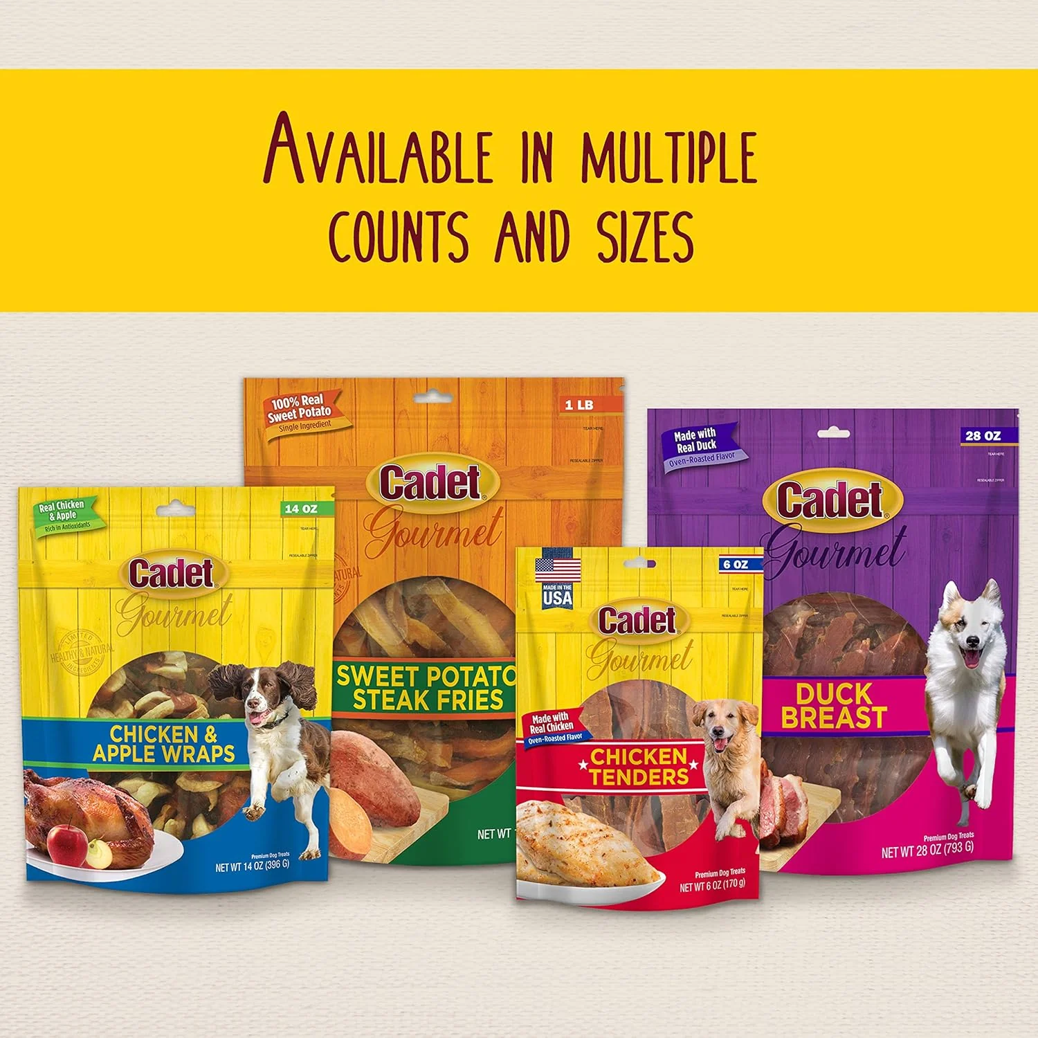 Cadet Gourmet Triple Chews Long-Lasting Pork Hide Sticks with Apple and Duck, Healthy Dog Treats for Small & Large Dogs - Image 5
