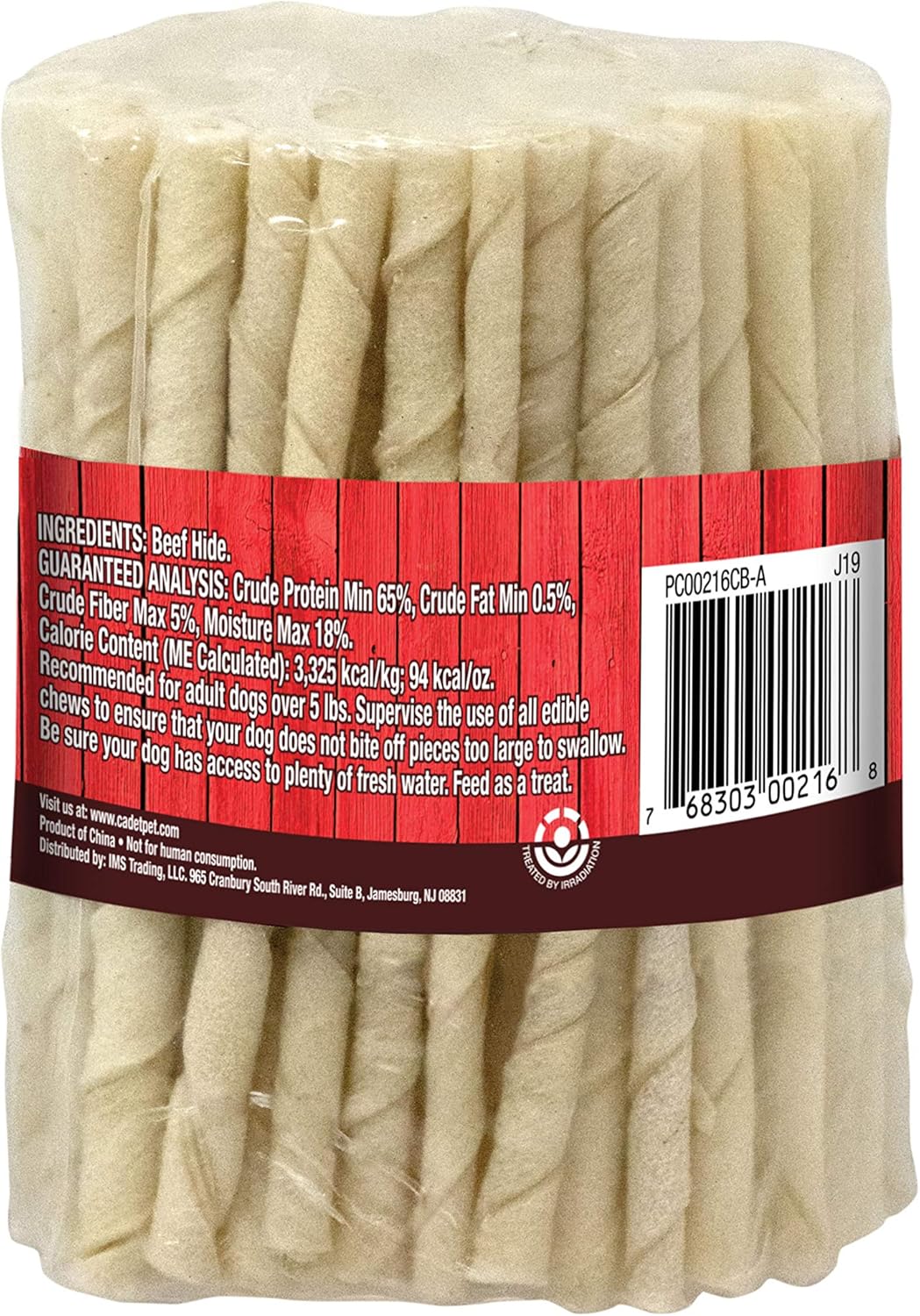 Cadet Premium Grade Beef Hide for Dogs, Long Lasting Rawhide Twist Chew Sticks, Natural Dog Chews, 5 Inch Dog Bones (100 Count) - Image 8