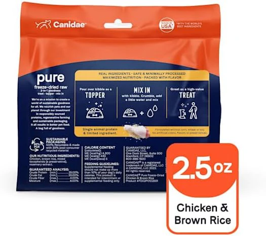 Canidae Pure 3-in-1 Goodness Premium Freeze-Dried Raw Dog Food with Chicken & Brown Rice - Image 2