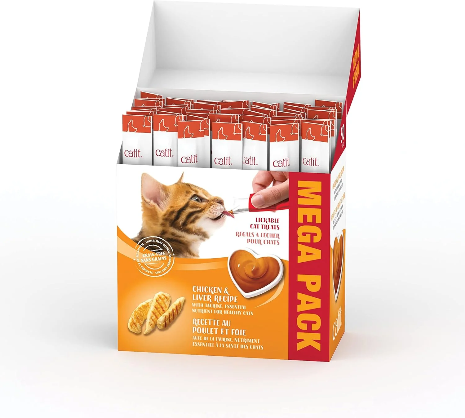 Catit Creamy Lickable Cat Treat, Healthy Cat Treat, Chicken & Liver, 50 Pack - Image 2