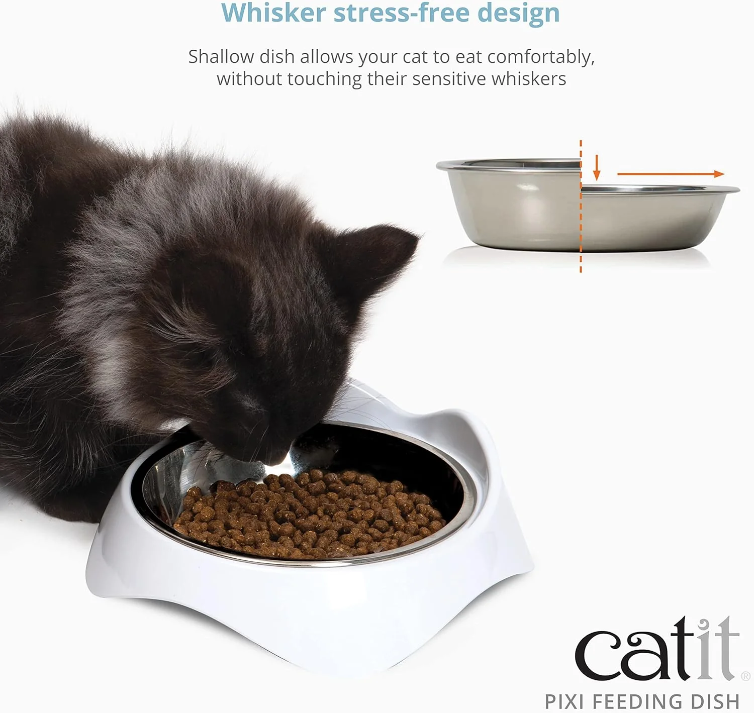 Catit PIXI Feeding Dish, Whisker Stress Free Food & Water Cat Bowl - Image 2