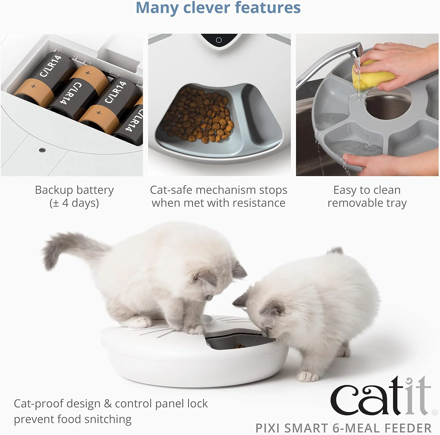 Catit PIXI Smart 6-Meal Feeder – Automatic and Customizable Feeding Schedule with App Support, White - Image 5