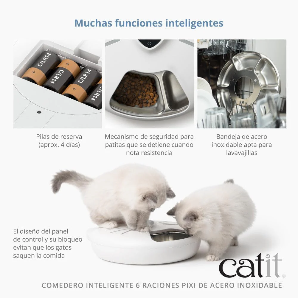 Catit PIXI Smart 6-Meal Feeder – Automatic Cat Feeder with App Control, Stainless Steel Tray, Custom Schedule, Ice Packs, for Dry & Wet Food - Image 5