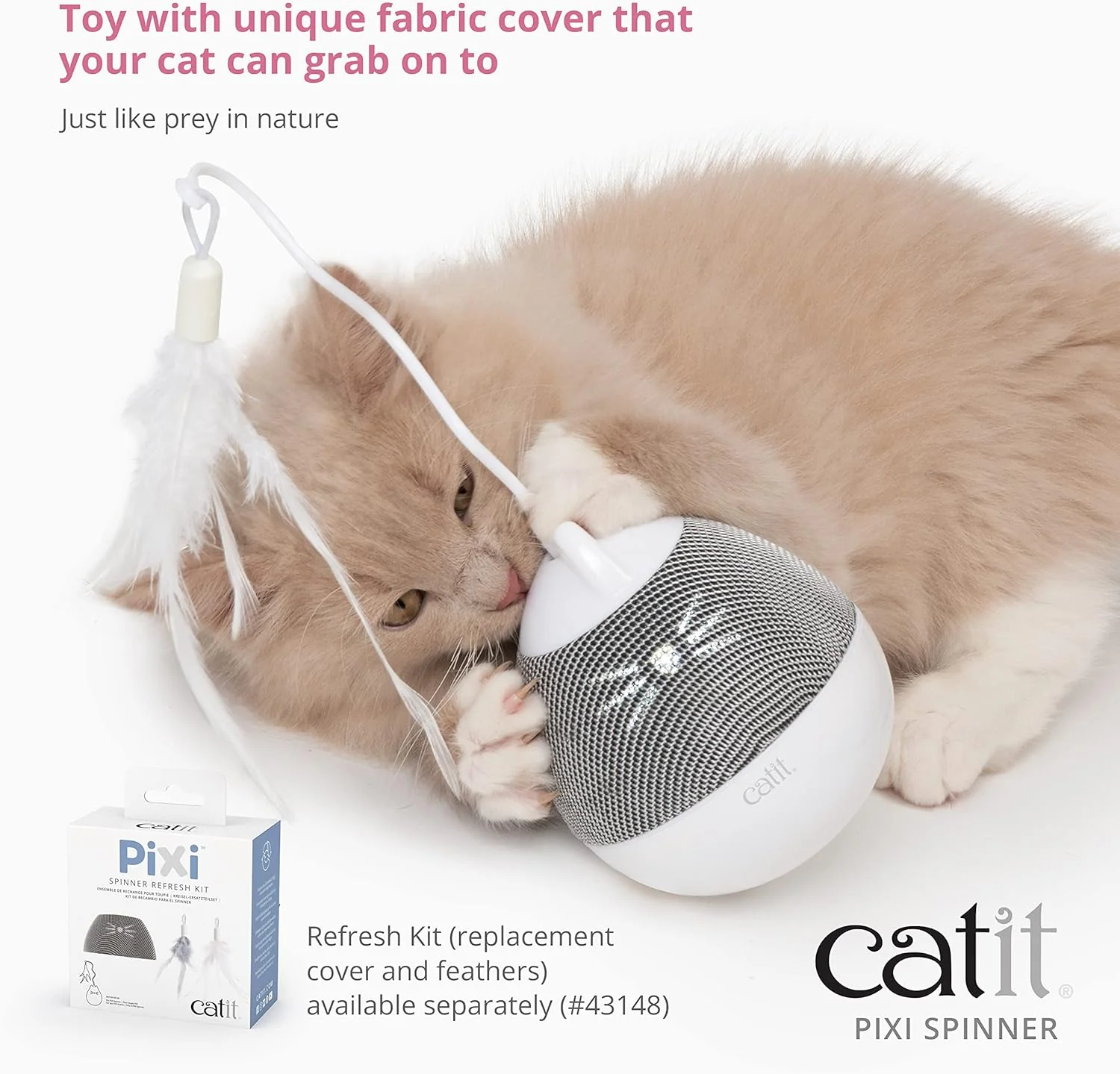 Catit PIXI Spinner, Treat Dispensing Cat Toy, Blue - Image 2