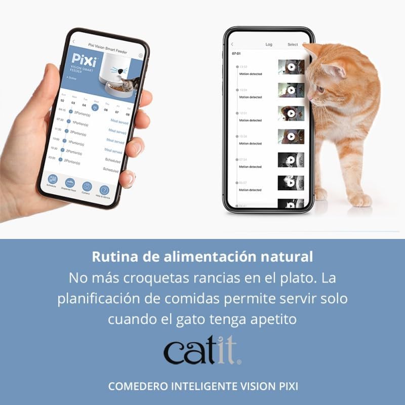 Catit PIXI Vision Smart Feeder – App-Controlled Cat Feeder with Built-in Camera, Motion Detection, Night Vision & Custom Feeding Schedule Monitoring - Image 4