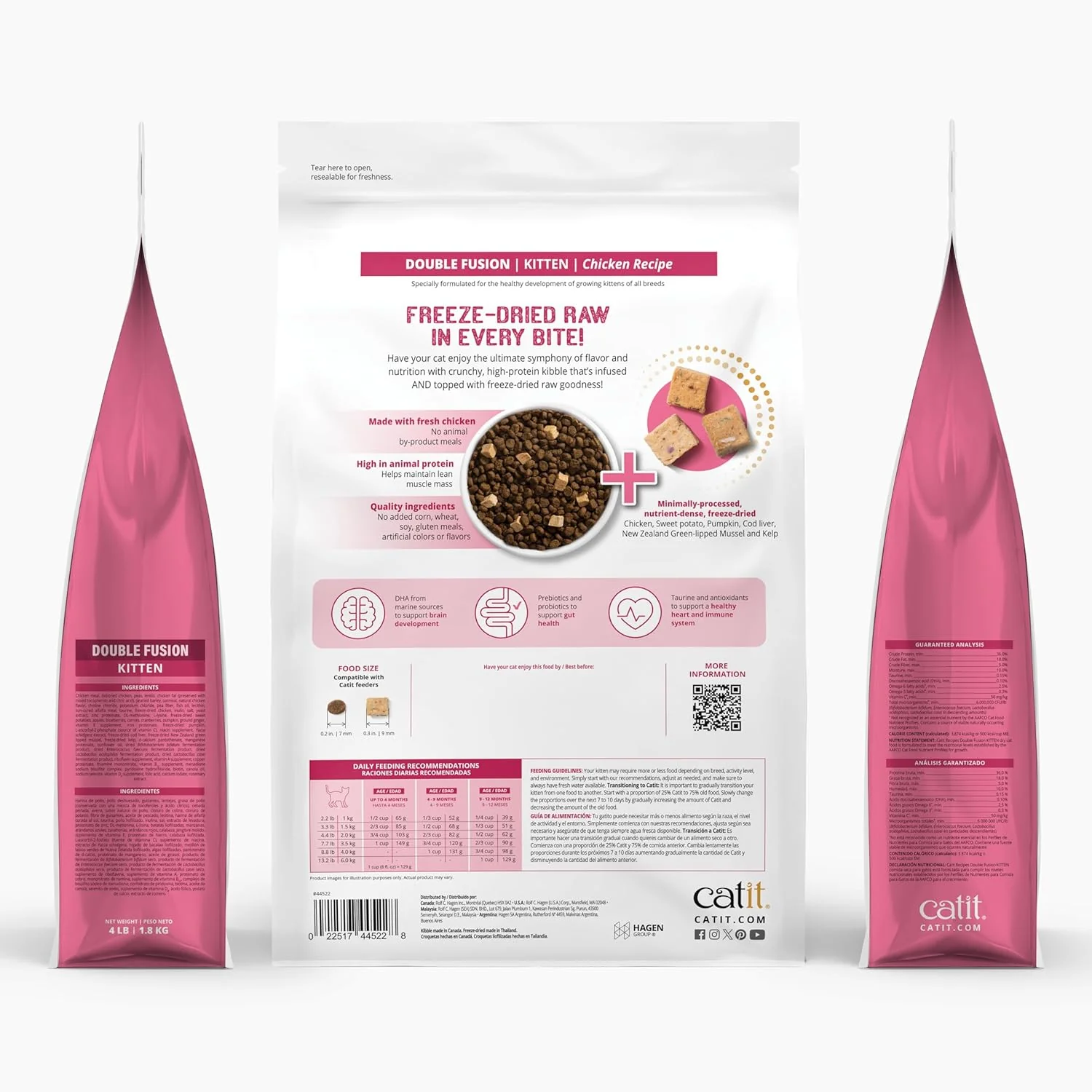 Catit Recipes Double Fusion Kitten Food – Chicken Recipe, 96% Animal Protein, Freeze-Dried Raw Toppings, No by-Products, High-Nutrient Wet & Dry Blend for Healthy Growth, 4 lb - Image 2