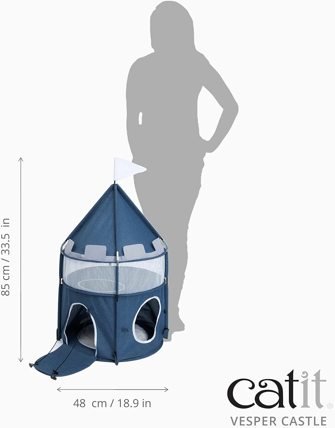Catit Vesper Castle, Soft Cat Tower Hideout, Blue - Image 6