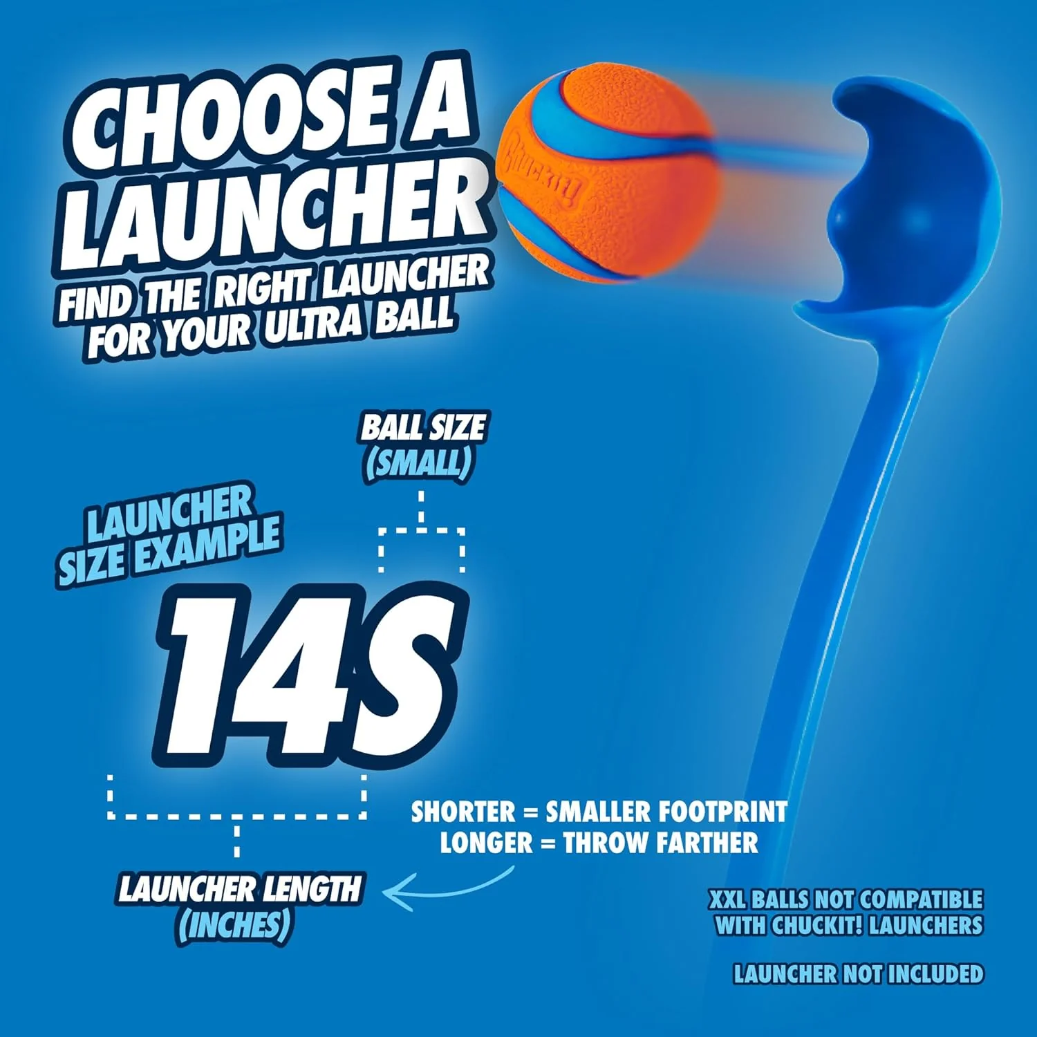 Chuckit! Sport 14S Dog Ball Launcher - Includes a 2-inch Diameter Small Ball for Dogs 0-20 Pounds - Manual Tennis Ball Thrower With a Slim Handle - 14-inch Length Chucker - Image 6
