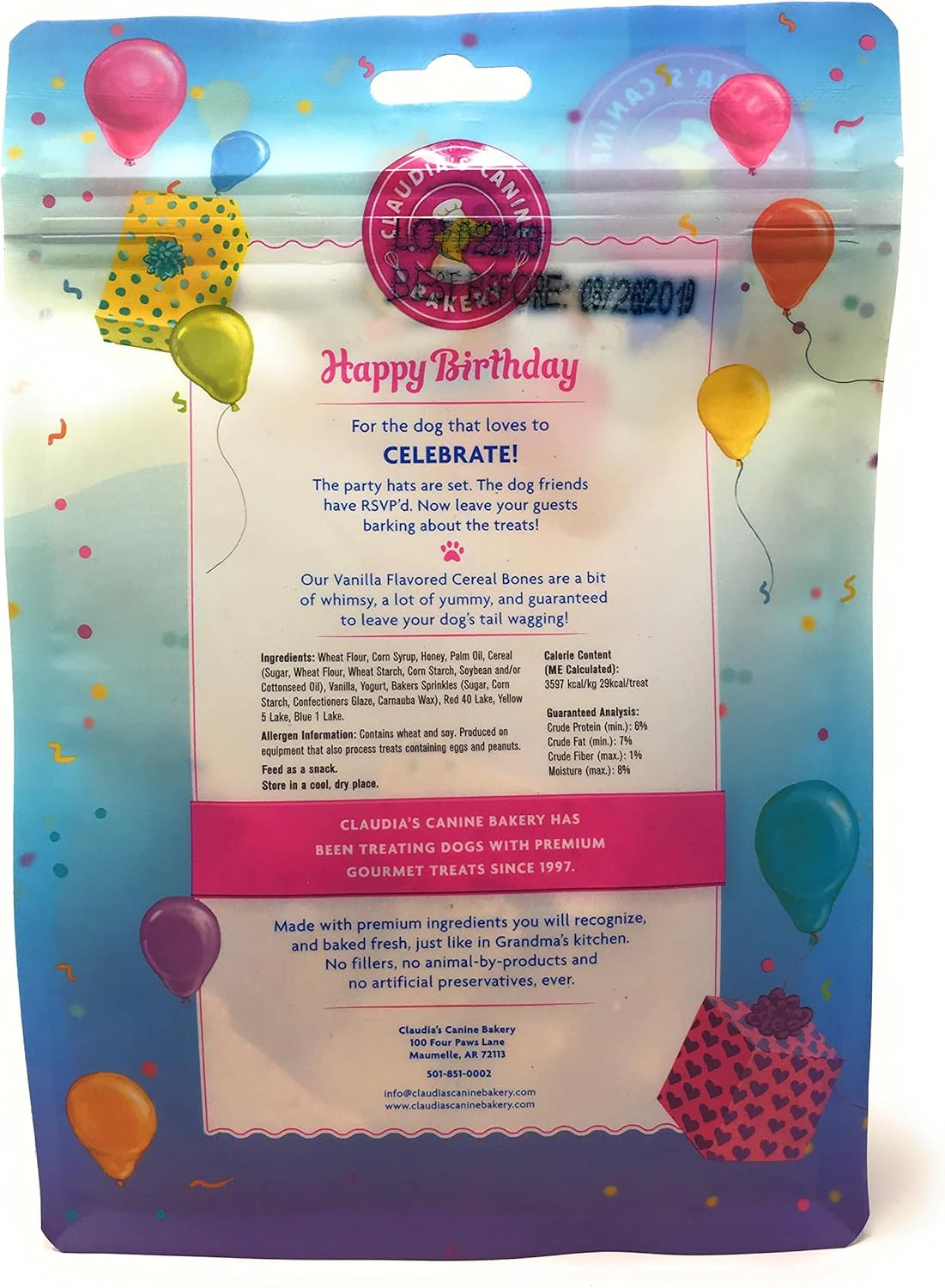 Claudia's Canine Bakery, Happy Birthday Bag of Treats | Vanilla Flavor, Gourmet Dog Treats| No Preservatives, No Animal by-Products, No Fillers | Made in The USA | Net Wt. 8 oz - Image 3