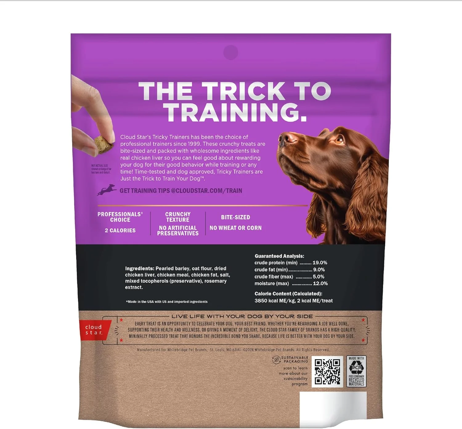 Cloud Star Tricky Trainers Crunchy Dog Training Treats , Chicken Liver Flavor, Low Calorie Behavior Aid with 450 treats - Image 2