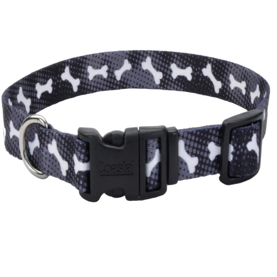 Coastal Pet Styles Adjustable Dog Collar - Stylish Patterned Fabrics - Snap-Lock Buckle - Adjustable Dog Collar - for Small, Medium or Large Dogs - Black Bones - Image 10