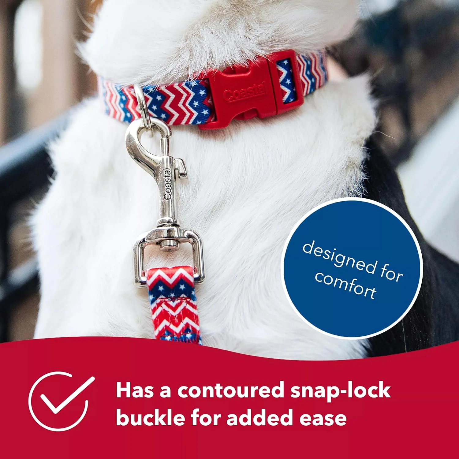 Coastal Pet Styles Adjustable Dog Collar - Stylish Patterned Fabrics - Snap-Lock Buckle - Adjustable Dog Collar - For Small, Medium or Large Dogs - Special Paws - Image 4